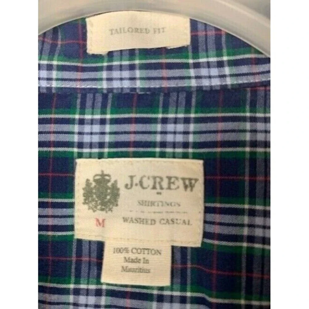 J Crew Size M Mens Shirt Button Down Tailored Fit Blue Striped Long Sleeve